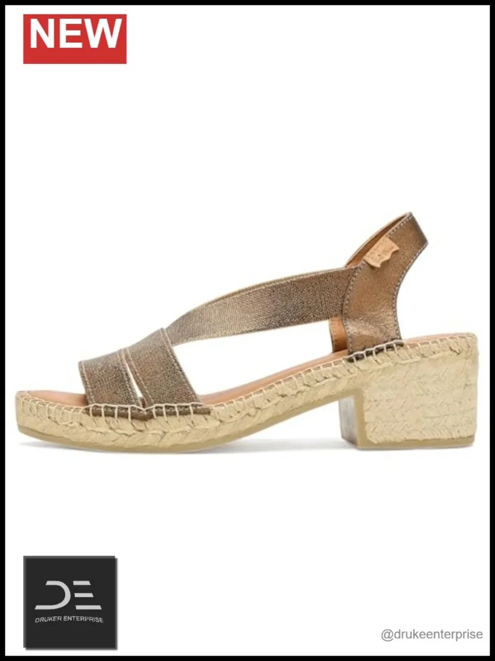 Women's Espadrille Sandals Metallic Elastic Slingback Platform Heel
